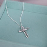 Infinity Cross Pendant Necklace 925 Sterling Silver set with Cubic Zirconia