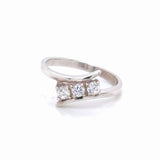 925 Sterling Silver Three Stone CZ Bypass Ring Elegant Promise Ring