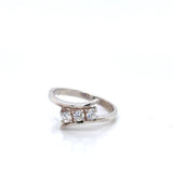 925 Sterling Silver Three Stone CZ Bypass Ring Elegant Promise Ring