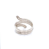Sterling Silver CZ Wrap Ring | Modern Spiral Bypass Statement Ring