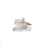 Sterling Silver CZ Wrap Ring | Modern Spiral Bypass Statement Ring