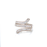 Sterling Silver CZ Wrap Ring | Modern Spiral Bypass Statement Ring