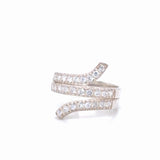 Sterling Silver CZ Wrap Ring | Modern Spiral Bypass Statement Ring