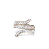 Sterling Silver CZ Wrap Ring | Modern Spiral Bypass Statement Ring