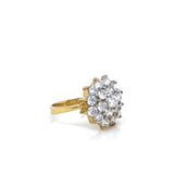 Vintage Inspired CZ Cluster Ring 14K Gold Plated Sterling Silver