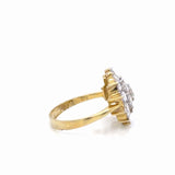 Vintage Inspired CZ Cluster Ring 14K Gold Plated Sterling Silver
