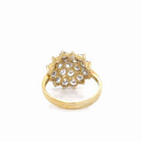 Vintage Inspired CZ Cluster Ring 14K Gold Plated Sterling Silver