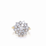 Vintage Inspired CZ Cluster Ring 14K Gold Plated Sterling Silver