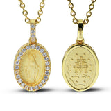 Miraculous Medals in 18K Gold plated Sterling Silver set with Cubic Zirconia