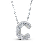 Bubble Letter Pave Pendent Necklace in Sterling Silver