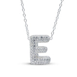 Bubble Letter Pave Pendent Necklace in Sterling Silver