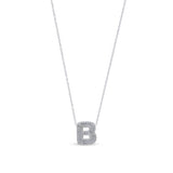 Bubble Letter Pave Pendent Necklace in Sterling Silver