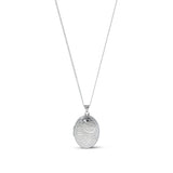 Sterling Silver Oval Locket Necklace – Vintage Engraved Photo Pendant Rhodium plated