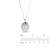 Sterling Silver Oval Locket Necklace – Vintage Engraved Photo Pendant Rhodium plated