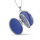 Sterling Silver Oval Locket Necklace – Vintage Engraved Photo Pendant Rhodium plated