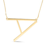 Sideways Leaning Single Initial Pendent in 14K Gold plated Sterling Silver