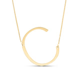 Sideways Leaning Single Initial Pendent in 14K Gold plated Sterling Silver