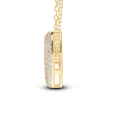 Bubble Letter Pave Pendent Necklace in 14K Gold plated Sterling Silver