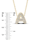 Bubble Letter Pave Pendent Necklace in 14K Gold plated Sterling Silver