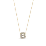 Bubble Letter Pave Pendent Necklace in 14K Gold plated Sterling Silver