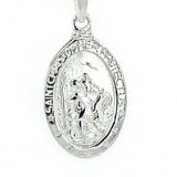 Saint Christopher Protect Us Sterling Silver Pendent Medal Necklace Religious