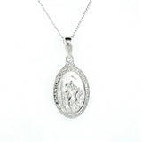 Saint Christopher Protect Us Sterling Silver Pendent Medal Necklace Religious