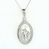 Saint Christopher vintage style Medal Sterling Silver Pendent Necklace Religious