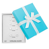 Cubic Zirconia Stud Earrings Gift Set – 5 Pairs in Genuine Sterling Silver