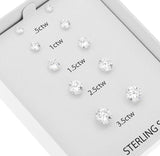 Cubic Zirconia Stud Earrings Gift Set – 5 Pairs in Genuine Sterling Silver