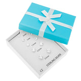 Cubic Zirconia Stud Earrings Gift Set – 5 Pairs in Genuine Sterling Silver