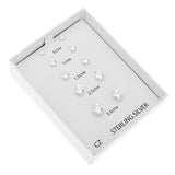 Cubic Zirconia Stud Earrings Gift Set – 5 Pairs in Genuine Sterling Silver
