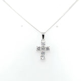 Sterling Silver Cubic Zirconia Cross Pendant Necklace 18 Chain Religious gift