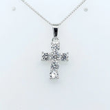 Sterling Silver Cubic Zirconia Cross Pendant Necklace 18 Chain Religious gift