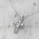 Sterling Silver Cubic Zirconia Cross Pendant Necklace 18 Chain Religious gift