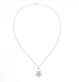 Sterling Silver Pink Enamel Crystal Set Teddy Bear Pendant 18" Chain kids Gift