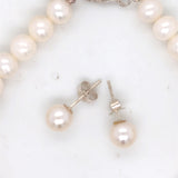 Freshwater Pearl Jewelry Set with Silver-Plated Crystal Accents
