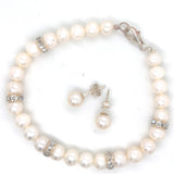 Freshwater Pearl Jewelry Set with Silver-Plated Crystal Accents