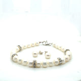 Freshwater Pearl Jewelry Set with Silver-Plated Crystal Accents