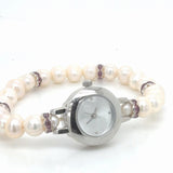 Silver Plated Freshwater Pearl Stretch Watch for Women