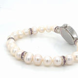 Silver Plated Freshwater Pearl Stretch Watch for Women