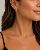 Cubic Zirconia Trilogy Pendent Necklace Earring studs Set Sterling Silver Gift