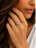 925 Sterling Silver Three Stone CZ Bypass Ring Elegant Promise Ring