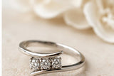 925 Sterling Silver Three Stone CZ Bypass Ring Elegant Promise Ring
