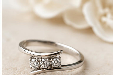 925 Sterling Silver Three Stone CZ Bypass Ring Elegant Promise Ring