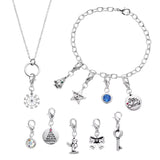 Christmas Advent Calendar Charm Jewelry Gift Set '12 days of Joy' with 10 Charms, Necklace and Bracelet. Crystals from Swarovski.