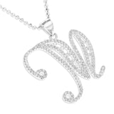 LARGE INITIAL CZ SET PENDENT - STERLING SILVER