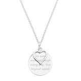 HEART CHARM OVER ROUND MESSAGE DISC - STERLING SILVER
