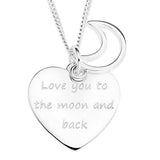 LOVE TO THE MOON AND BACK CHARM DISC - STERLING SILVER