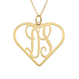 TWO LETTER HEART MONOGRAM NECKLACE - GOLD