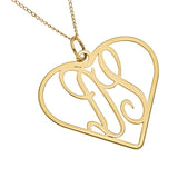 TWO LETTER HEART MONOGRAM NECKLACE - GOLD